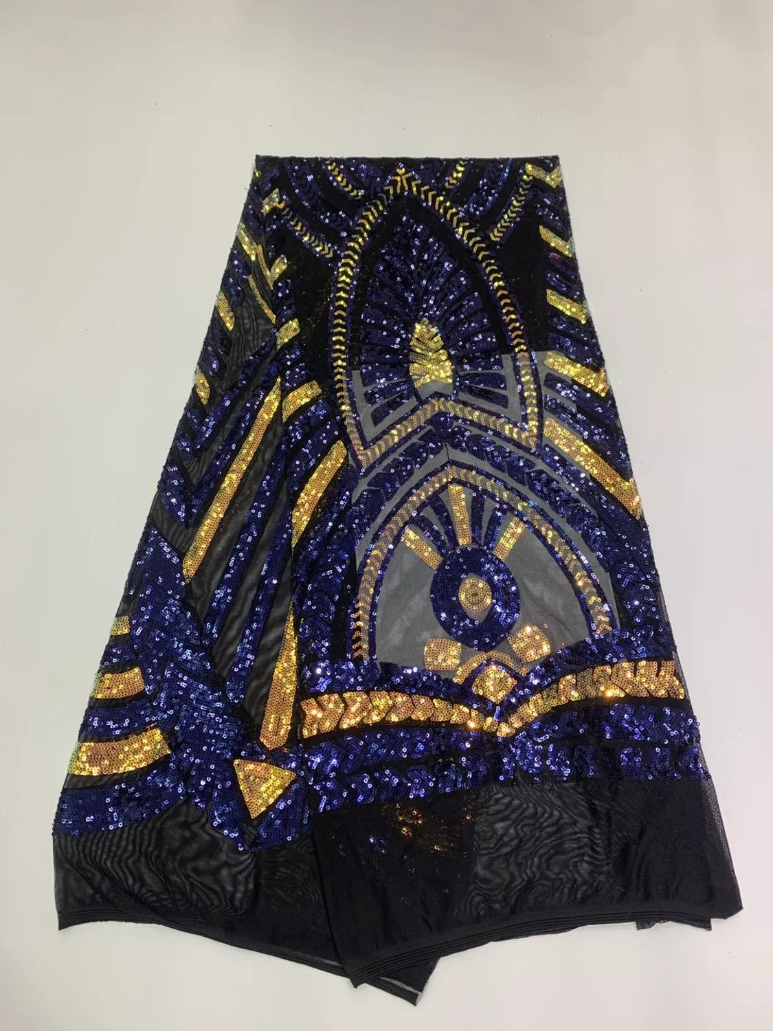 Золотая роскошная кружевная ткань с блестками французский ручной работы