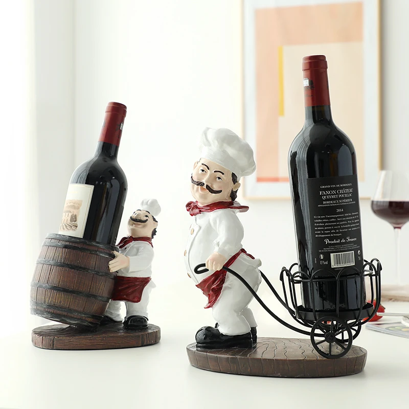 Chef Sculpture Wine Rack Home Decor Kitchen Living Room Desktop Relf Bar Accessories Nordic Decoration Storage | Дом и сад