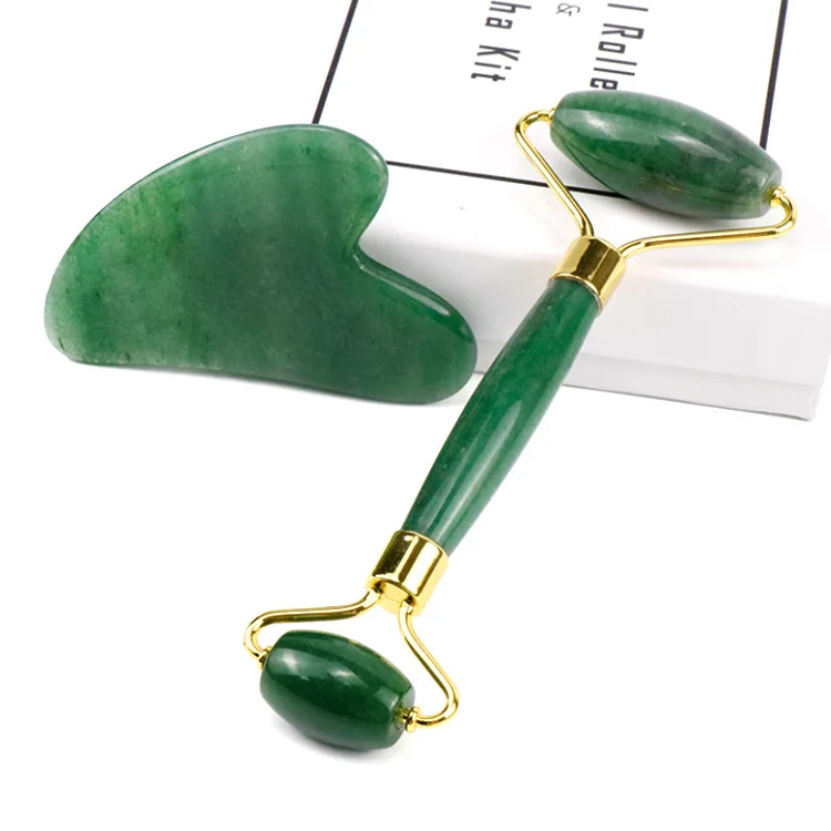 Уход за лицом Зеленый кварцевый массажный ролик гуашь скребок для лицевого