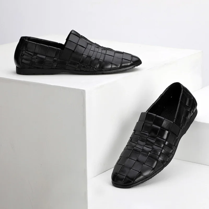 Мужская обувь ручной вязки из натуральной кожи дышащая повседневная в