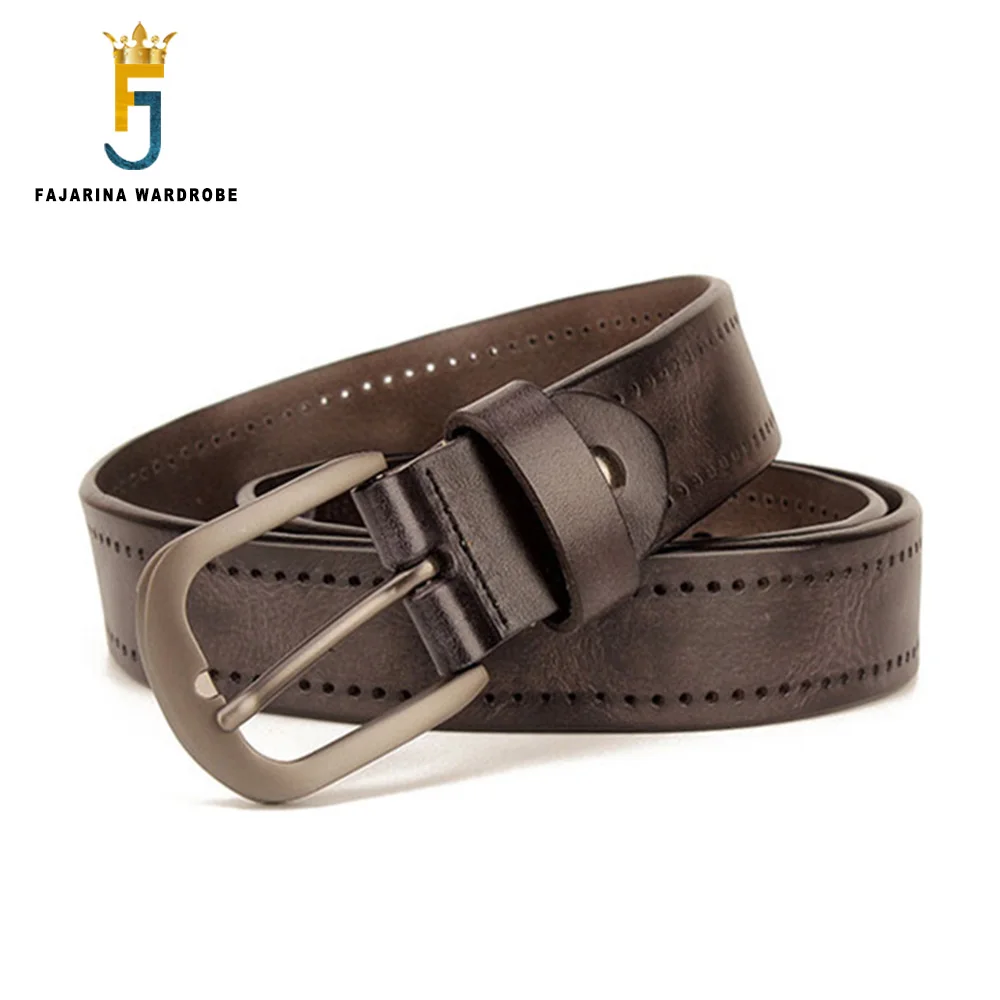 FAJARINA Top Quality Head Layer Pure Cowhide Belts Men's Waist Male Retro Hollowed Leisure Leather Belt for Men 3.8cm N17FJ900