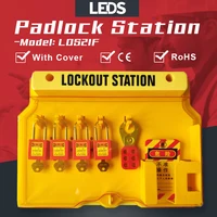 Safety Lockout Station With Cover 4-Lock Wall-Mounted Lock Out Tag Out Board Engineering Management Station Include Padlock Hasp