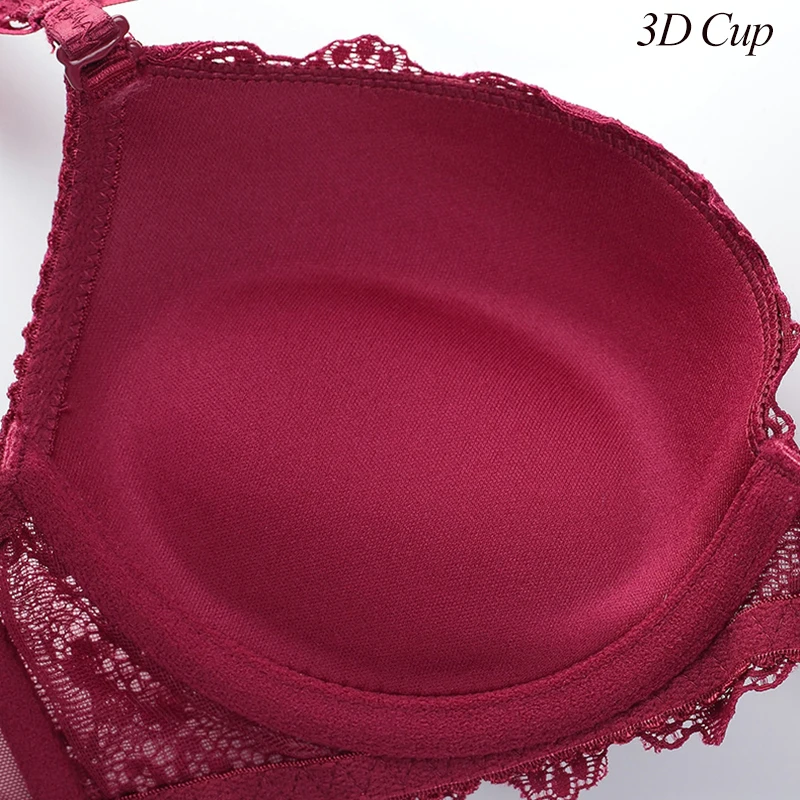 

Women Sexy Push Up Bra Set Deep V Ladies Lace Soft Comfortable 3D Cup Underwear Girls Low Waist Panties Set Breathable Briefs