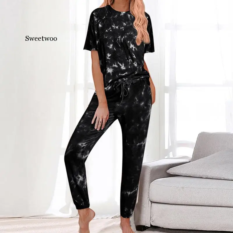 

Casual Women Pants Set Female 2 Piece Relaxed Outfits T Shirt+Pencil Pants Suit Tie Dye Women Two Piece Sets Tracksuit Sweatsuit