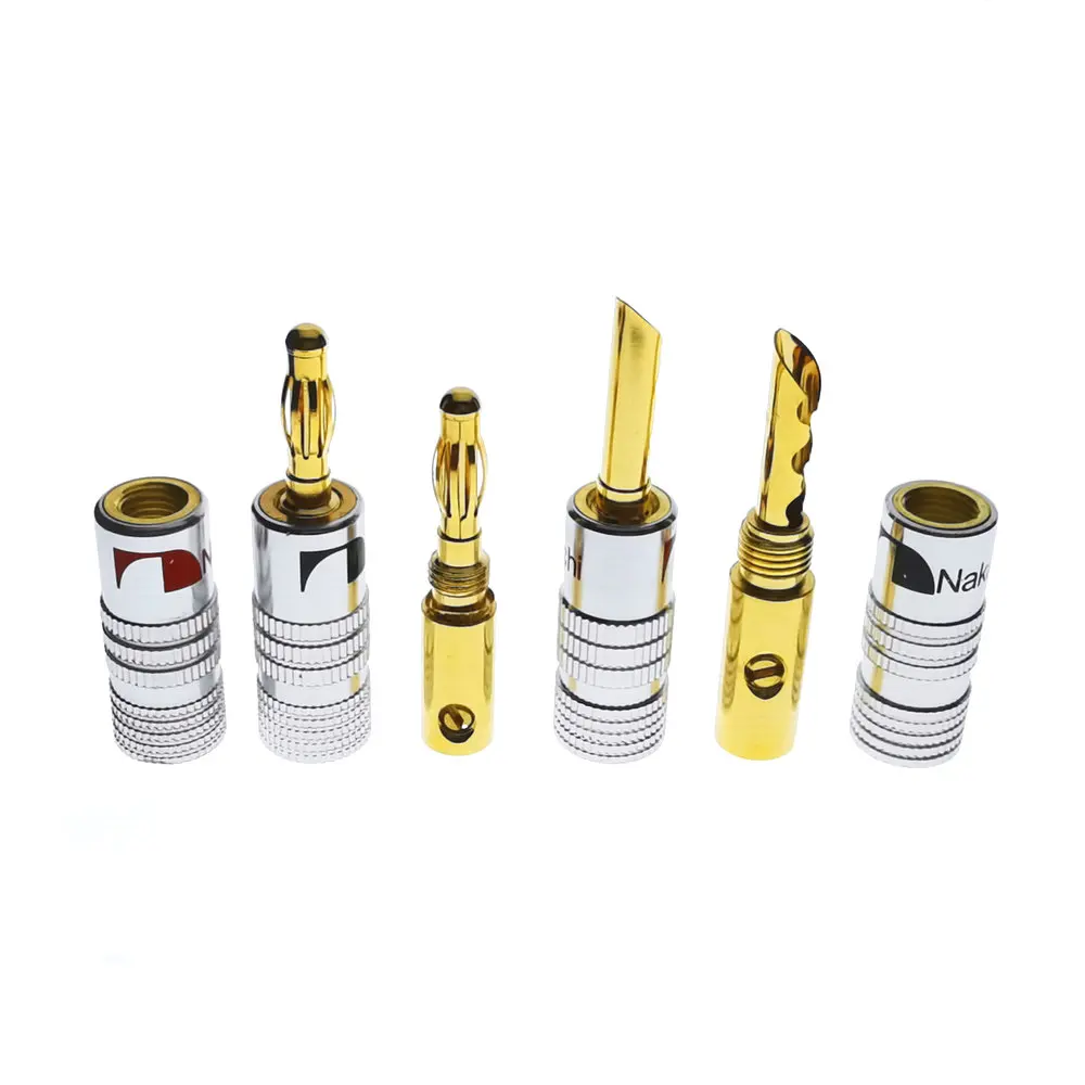 Новинка 4 шт. мм банановый штекер для динамики Аудио Винт Вилка лопатка провод