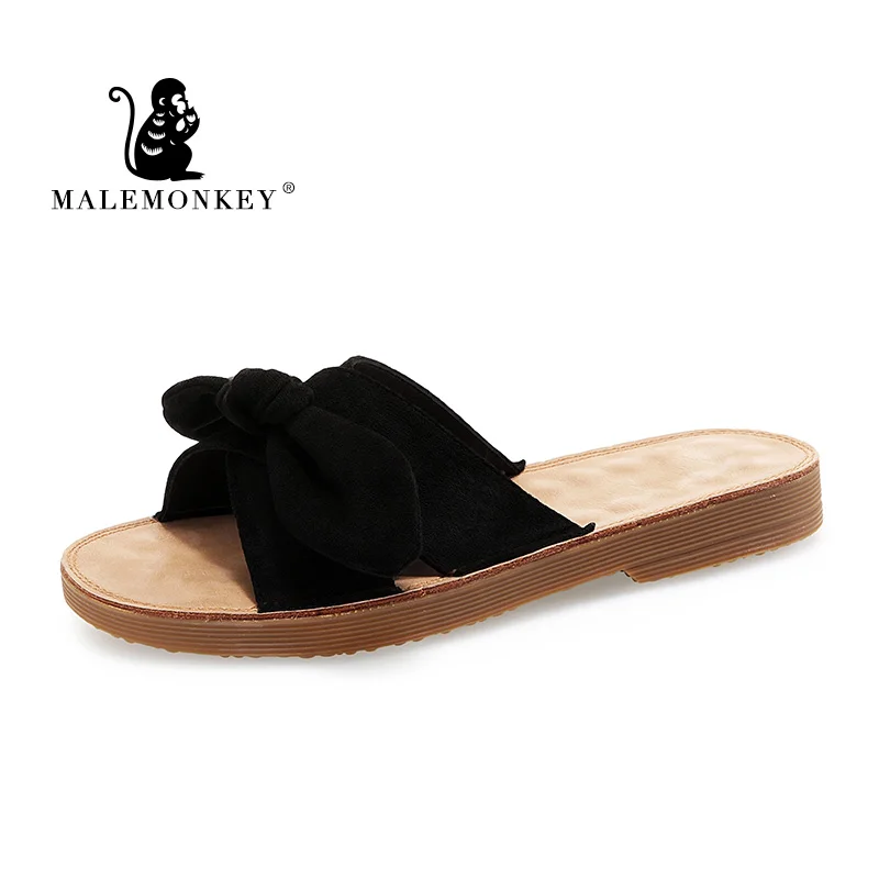 

MALE MONKEY 023025 Casual Slip 2020 Summer Lovely Female Bohemia Bowknot Flip Flops Sandals Women Slippers Flat Zapatos De Mujer