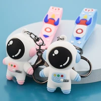 cute space astronaut keychain spaceman pvc soft rubber couple key ring for men women car bag pendant key chain accessories gift