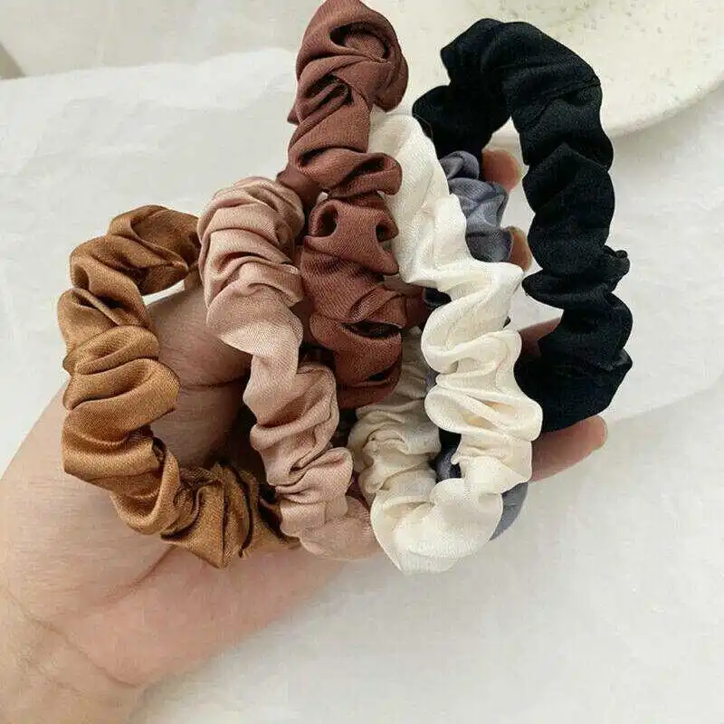 

6 PCS Elastic Hairbands Hair Tie Women For Hair Accessories Satin Scrunchies Stretch Ponytail Holders Handmade Gift Heandband