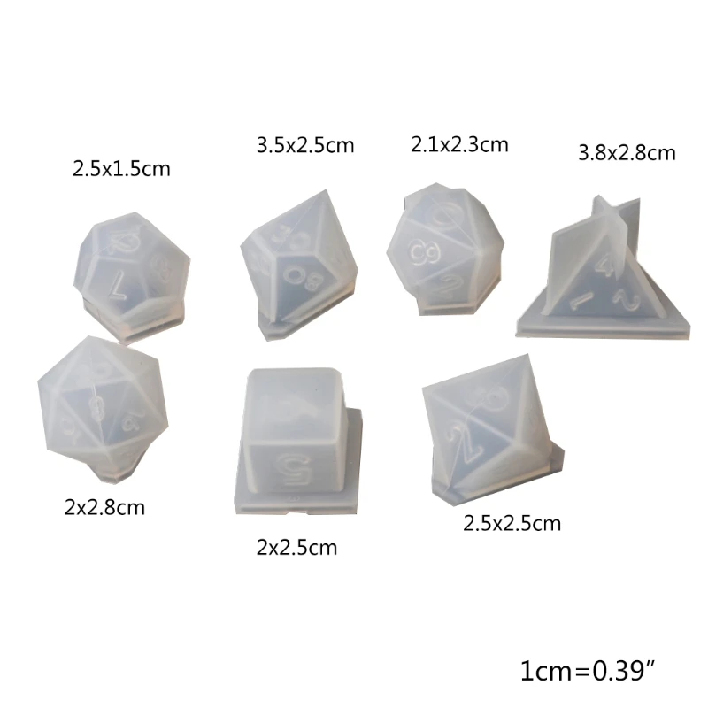 

41XC 7 Shapes Dice Fillet Square Triangle Dice Mold Dice Digital Game Silicone Mould
