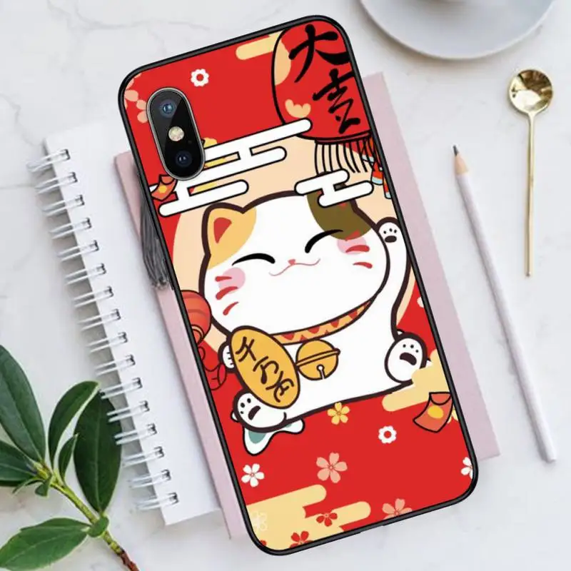 

cute lucky cat animal Phone Case for iPhone 11 12 pro XS MAX 8 7 6 6S Plus X 5S SE 2020 XR Luxury brand shell funda coque