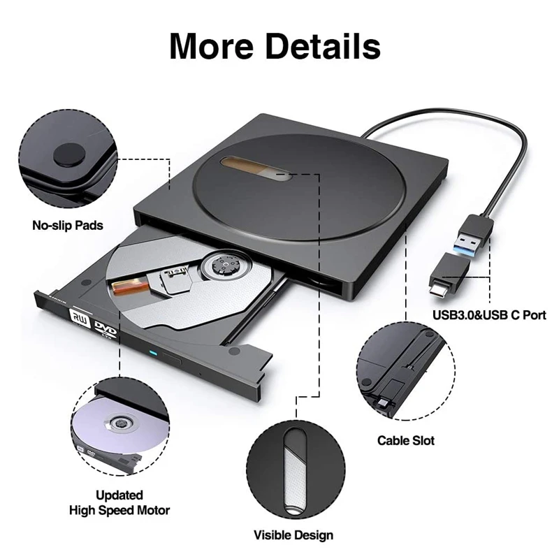 Внешний CD DVD привод USB 3 0 Type C dvd плеер ультра тонкая горелка для ноутбука Mac