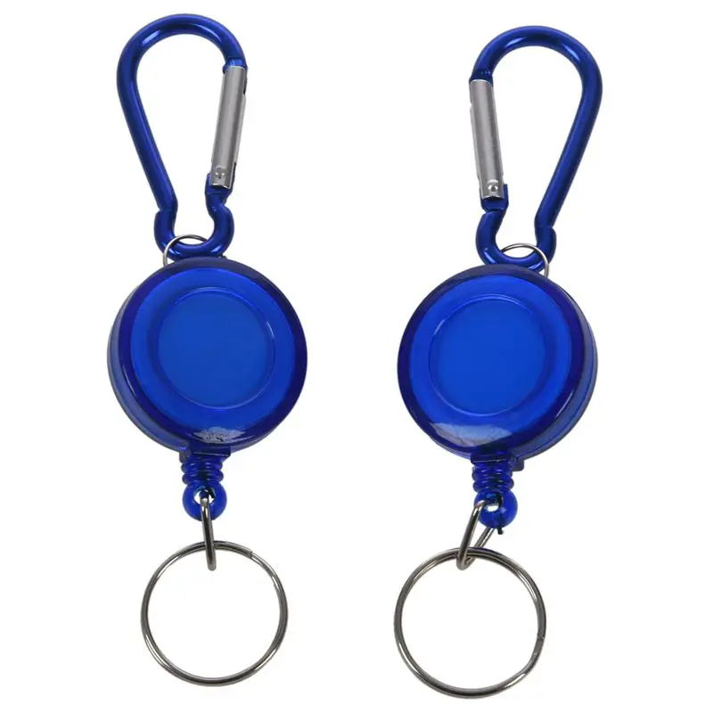 

2 PCS BADGE REEL - RETRACTABLE RECOIL YOYO SKI PASS ID CARD HOLDER KEY CHAIN Color:Blue Amount:2Pcs
