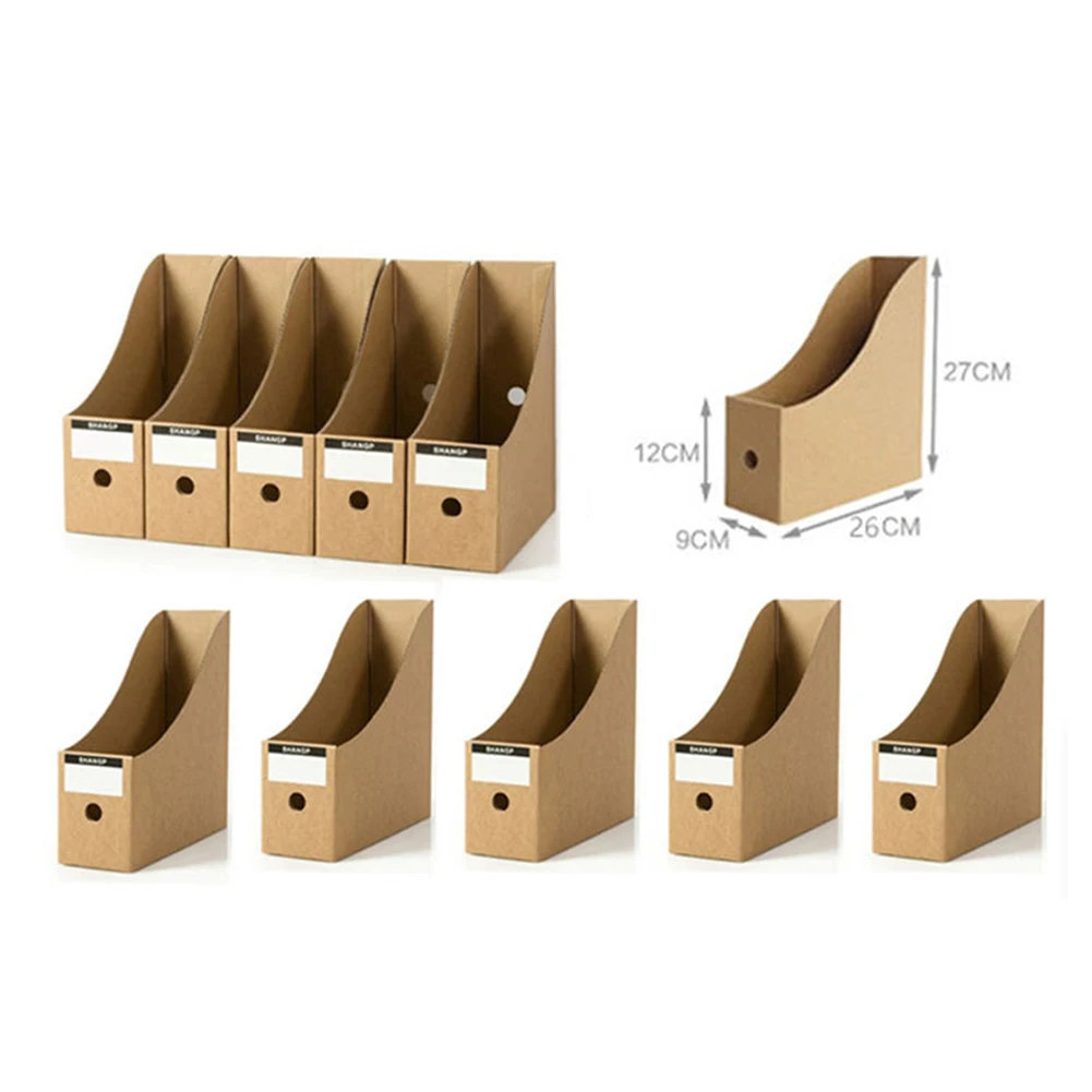 New 5 pcs/Set Stationery Storage Box Paper Magazine Document Rack Desk Organiser School Paperwork Office File Holder Foldable |