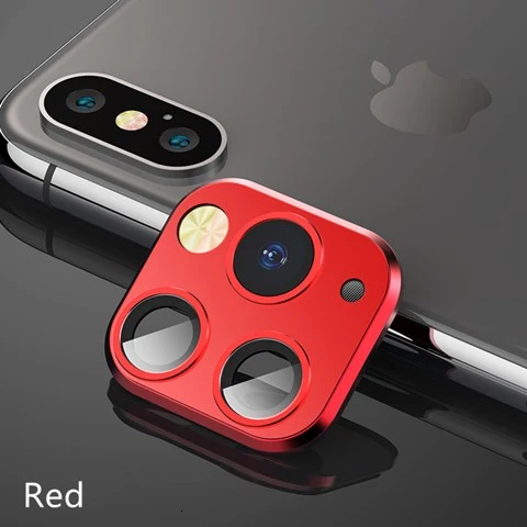 Камера объектив секунд изменение для iPhone 11 защитное кольцо Крышка для iPhone X XS MAX Камера Защитная крышка поддержка обновления флэш-памяти - Цвет: Red
