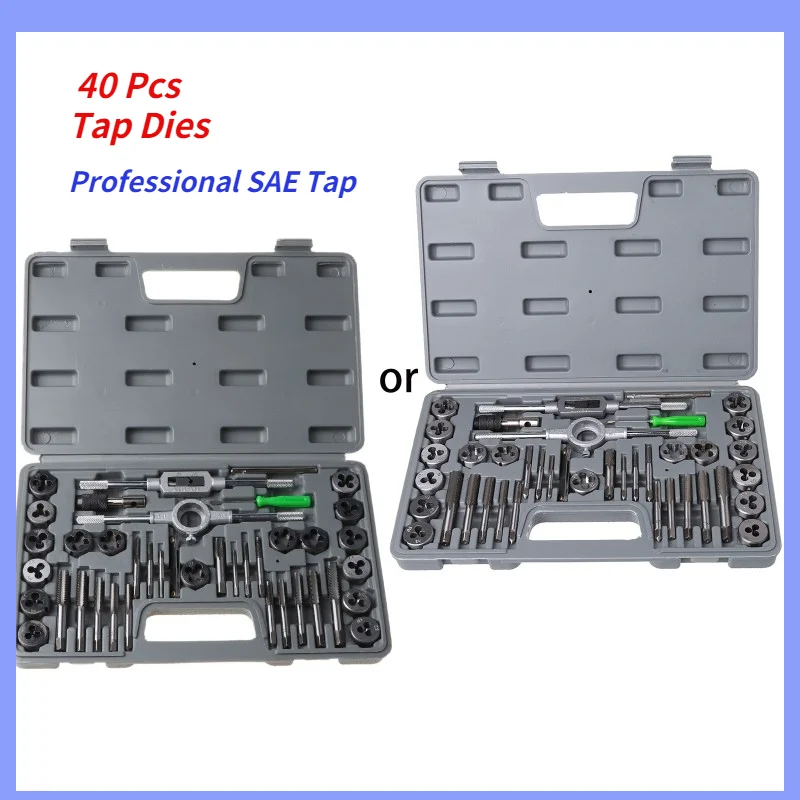 40 Pcs Professional SAE  Metric Tap Die Set Hand Threading Tool Tungsten Carbide Screw Thread Bit  create screw threads cut tool