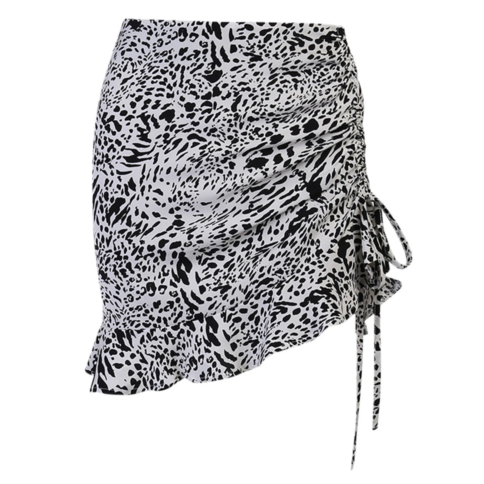

Women Mini Skirt High Waist Sexy Leopard Print Party Clubwear Casual Short Cocktail Clothing Straight Soft Pleated Skirts