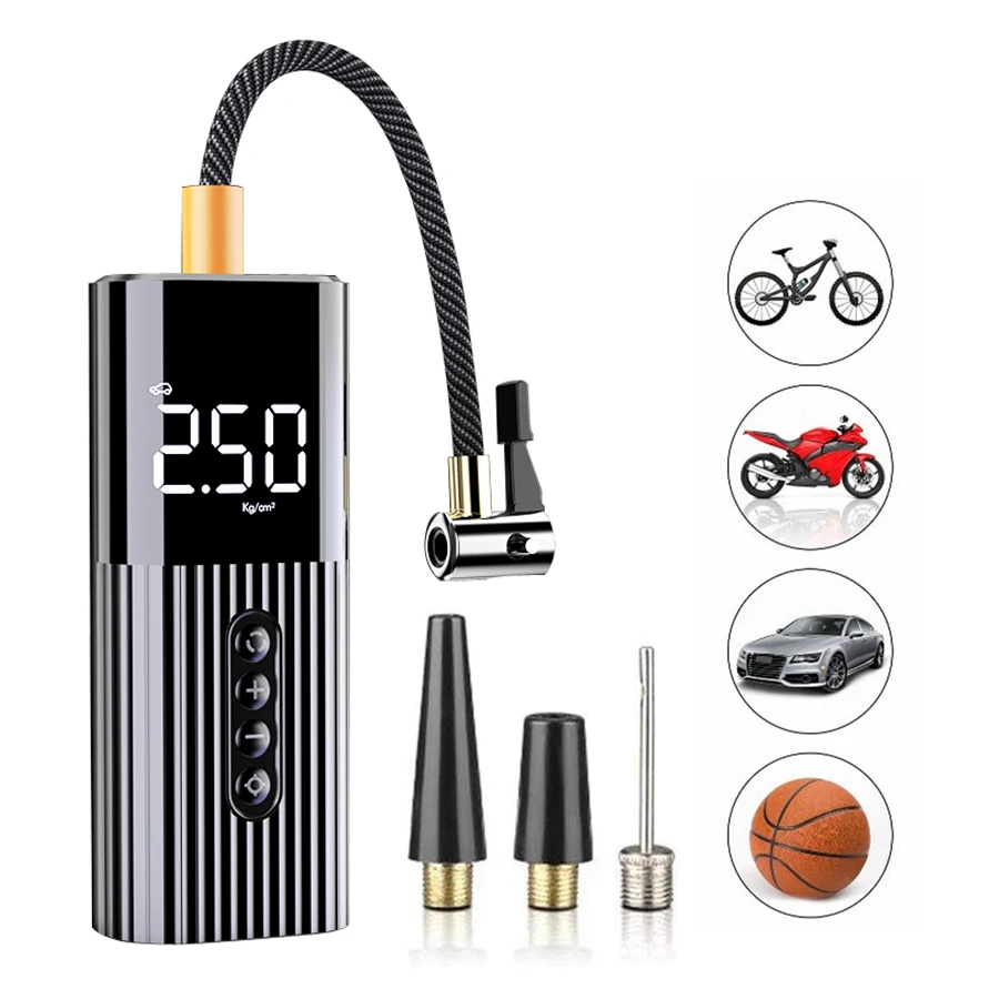 LED aydınlatma ile şişme pompa Mini hava kompresörü lastik şişirme 12V 150PSI tel hava pompası araba bisiklet topları için (pil)