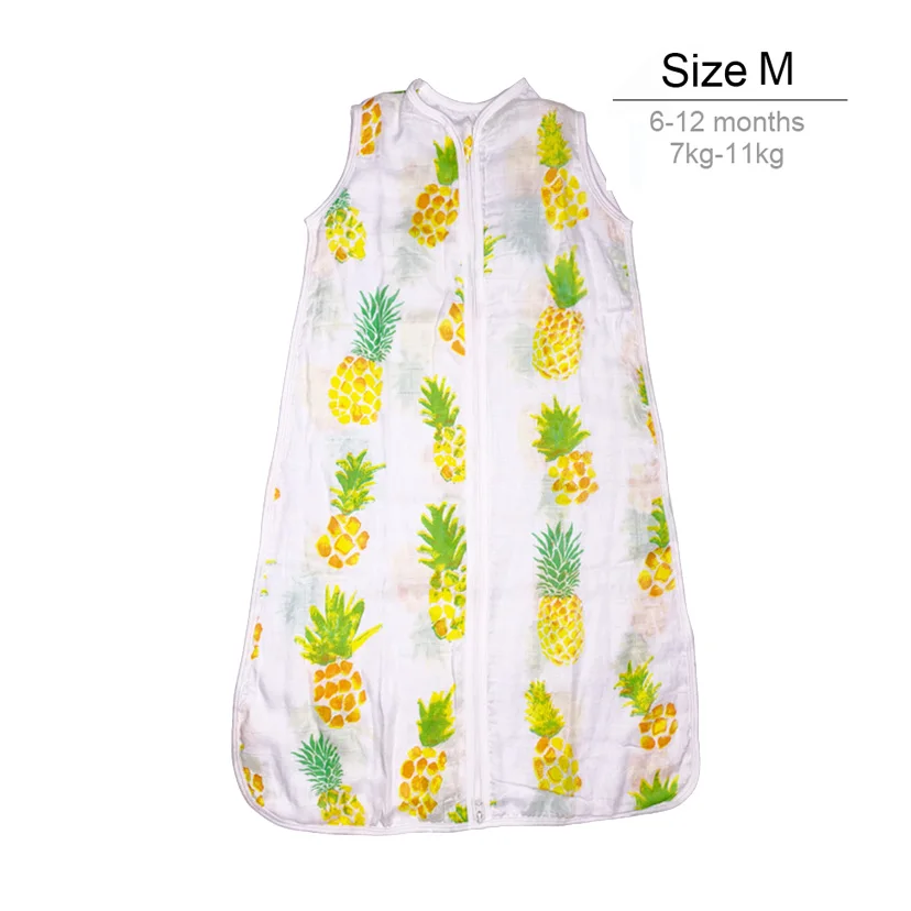 Pineapple M Муслиновый хлопковый детский тонкий спальный мешок для сна мод для лета постельные принадлежности детские Saco De Dormir Para Bebe мешки для сна - Цвет: Pineapple M