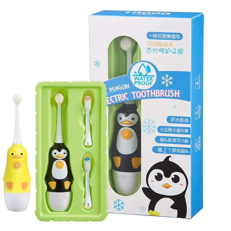

Детская звуковая электрическая зубная щетка, массажная вибрационная детская Водонепроницаемая зубная щетка с 3 сменными головками на бата...