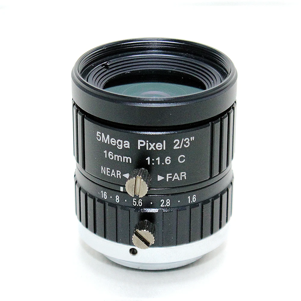 5MP 2/3 &quot16 мм C Mount Lens Professional Low Distortion F1.6 CCTV Industrial линзы машинного зрения для HD-камеры