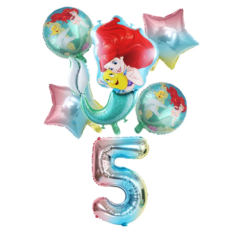 1 комплект фольгированные воздушные шары в виде русалки Ариэль 32 дюйма|Воздушные