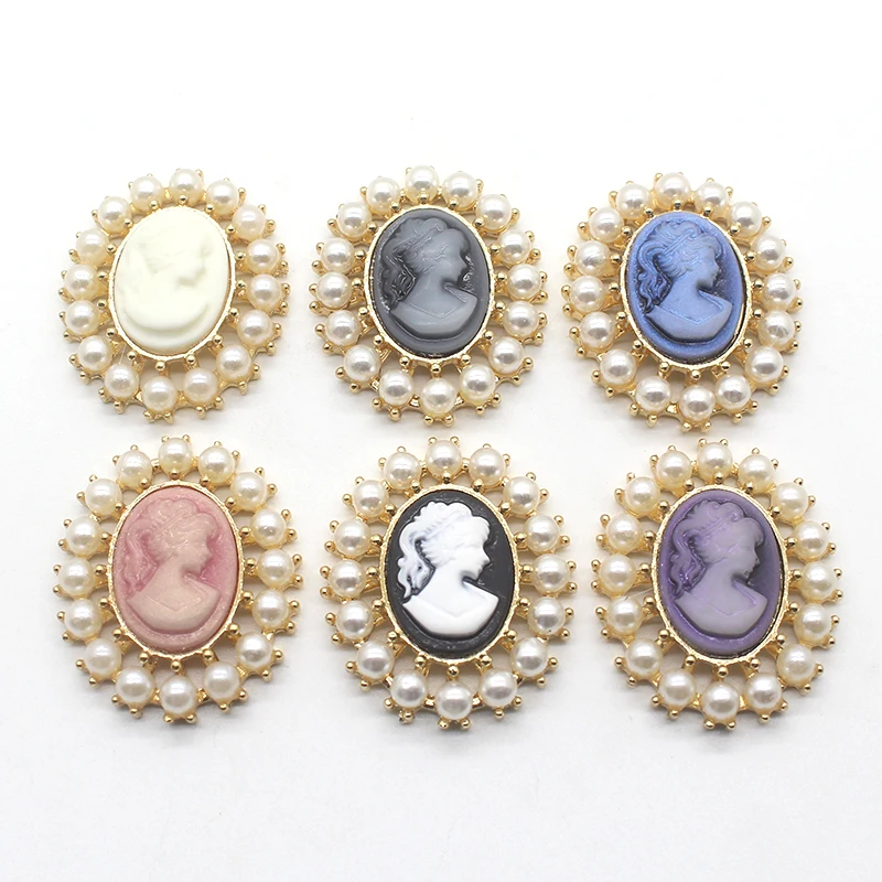 

10pcs/lot 37*32MM Oval Pearl Snap Flatback Button for Clothing Diy Manualidades Accessories Sewing Button for Wedding Decorative