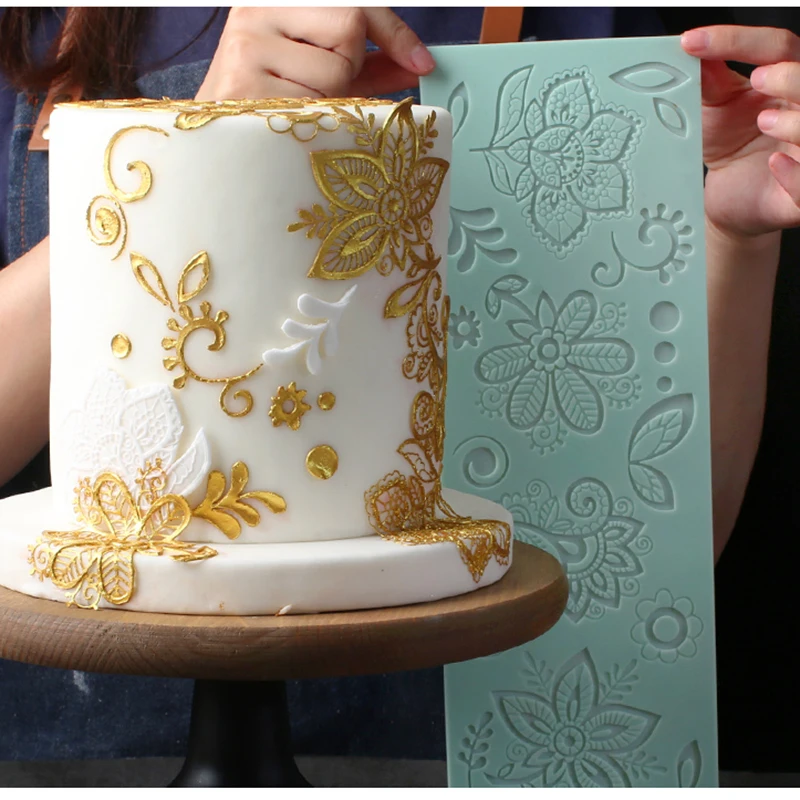 Цветочные силиконовые кружевные формы для украшения тортов помадки пищевые