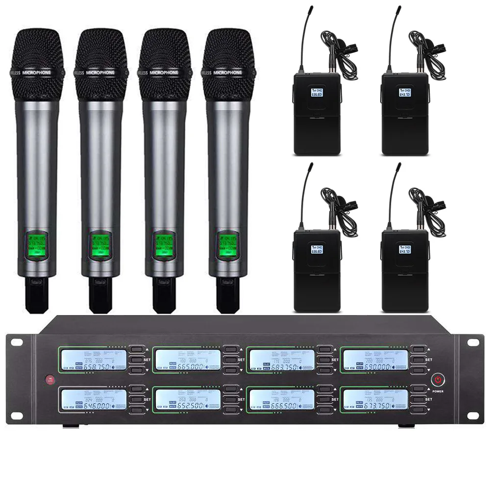 

Professional UHF wireless microphone series, 8-channel handheld lavalier microphone for church school stage microphone