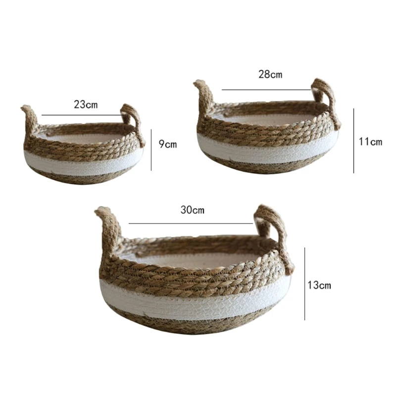 

Hand-woven Straw Basket Tabletop Snacks Debris Storage Key Cosmetics Coffee Toy 57BE