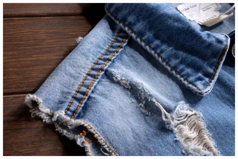 Summer Men's Sleeveless Denim Jumpsuit Hip-Hop Ripped Hole Jeans Shorts Removable Waist Casual Overalls Cargo Pants