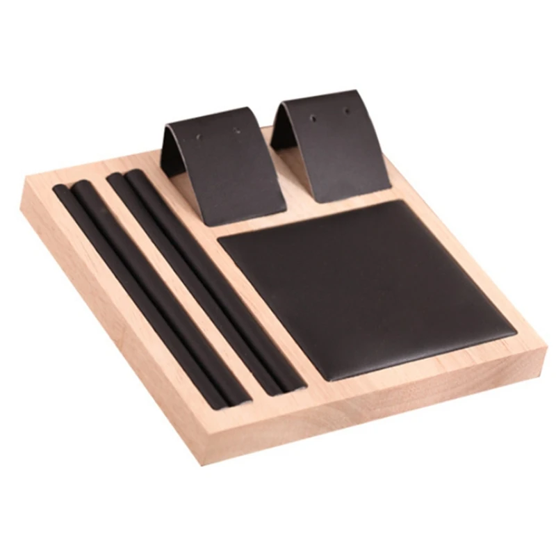 

Solid Wood Natural Square Earrings Earrings Display Tray, Ring Storage Tray, Jewelry Display Stand