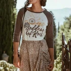 Женские богемные Топы Happie Queen с принтом Луны, женская футболка с рукавом три четверти, цветные хлопковые футболки в стиле пэчворк, большие размеры