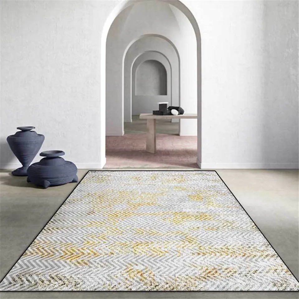 Роскошный домашний ковер в современном американском стиле серый и желтый с