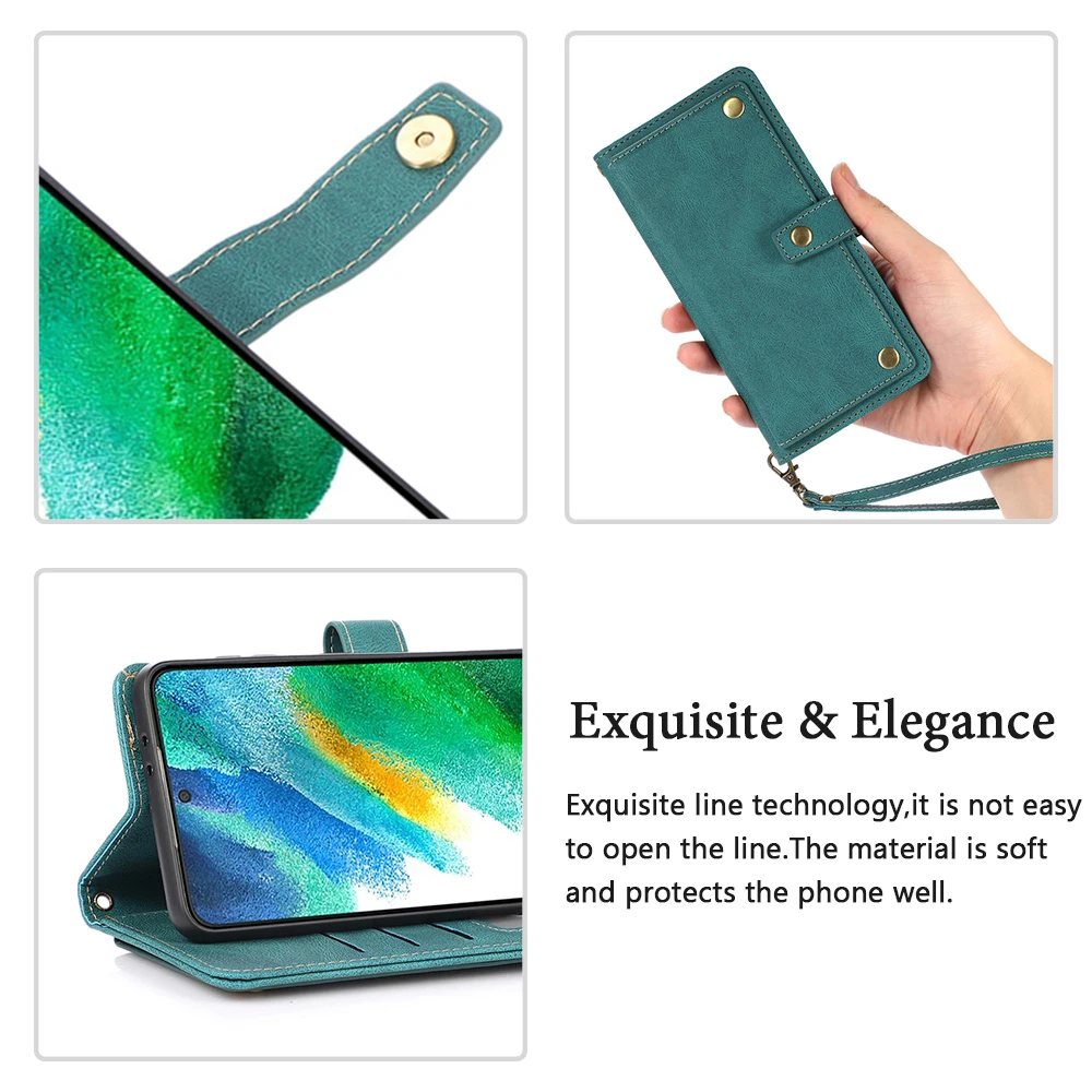Leather Flip Case For Samsung Galaxy S22 S21 S20 FE S10 E S9 S8 Note 20 10 9 8 Plus Ultra S7 Edge Wallet Card Phone Bags Cover