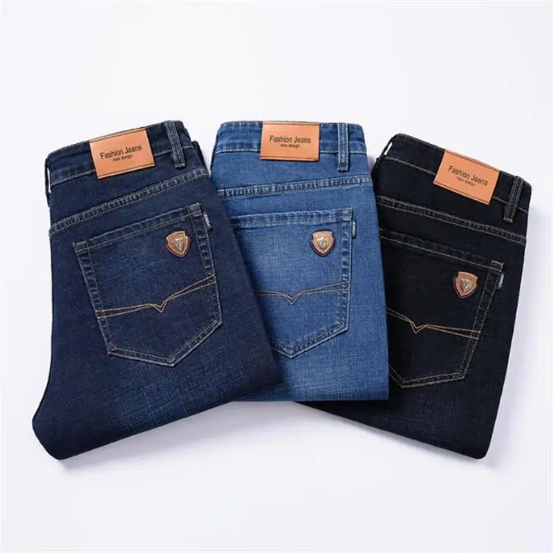 

Мужские утепленные джинсы, черные свободные прямые брюки стрейч большого размера для мужчин среднего возраста, Размеры 29-42, для осени и зимы...