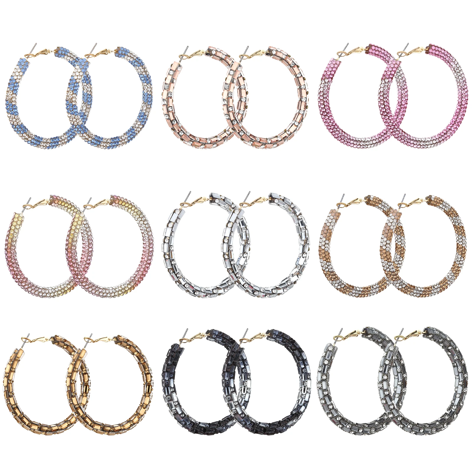 Женские серьги-стразы WGOUD Блестящие модные серьги-кольца радужные однотонные