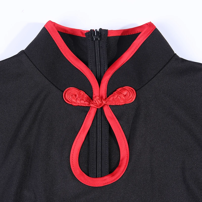 Готическое черное винтажное платье с вышивкой и коротким рукавом облегающее