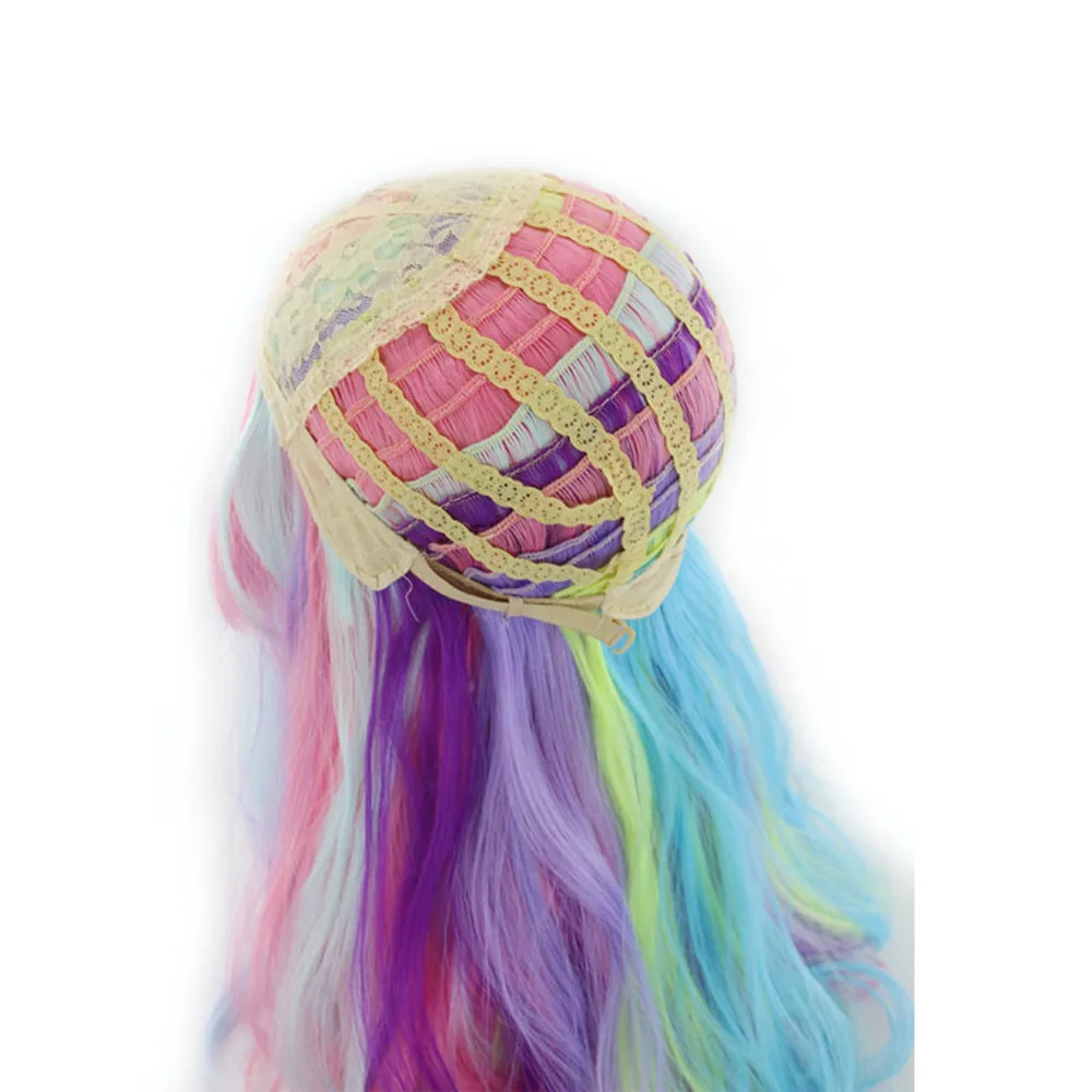 

Wigs Long Curly Multi-Color Charming Full Temperature Fiber Hair for Cosplay Girls Party or Daily Use Natural Synthetic Lace