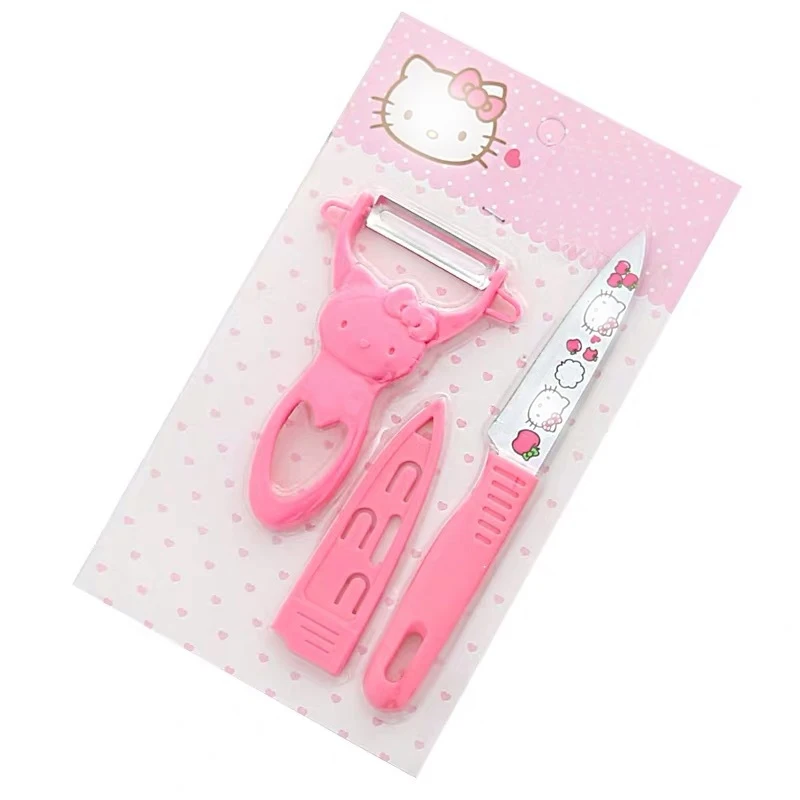 

Pink fruit knife princess cartoon pink stainless steel fruit knife with scabbard kitchen peeler set girls kitchen pink knives