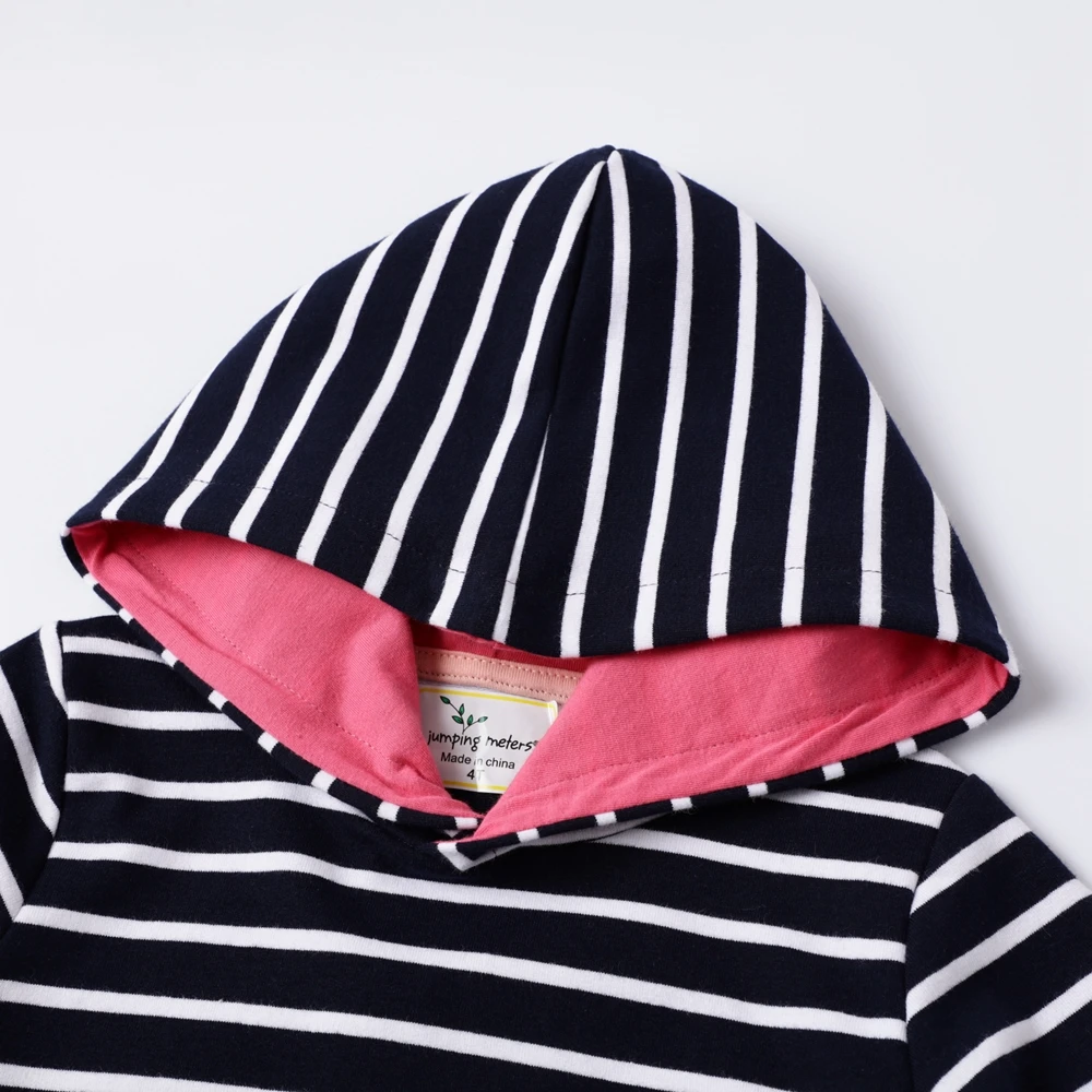 

2-7T Girl Long Sleeve Dress Hoodies Long Sweatshirts Clothes Flamingo Striped Cotton Kids Hoody for Autumn Spring Outfit
