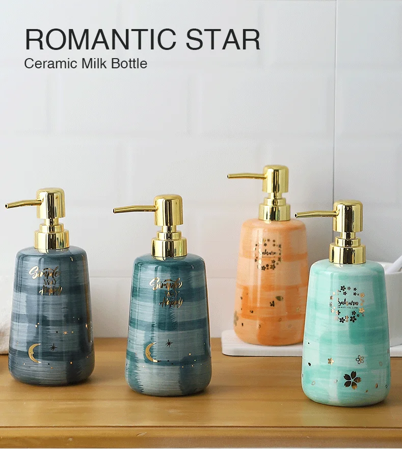 Ceramic ins wind hand washing bottle bathroom shower toilet bottled pressed model room emulsion bottle. | Дом и сад