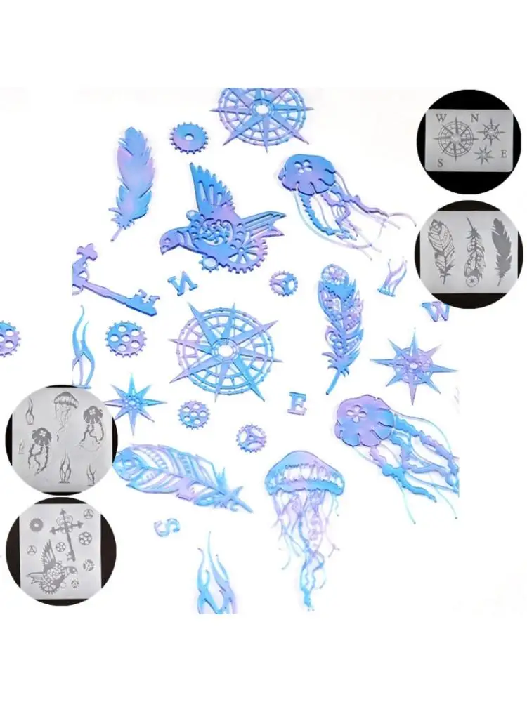 

4Pcs Gear Bird Feather Jellyfish Compass Mold Thin Bookmark Fillings Resin Mold