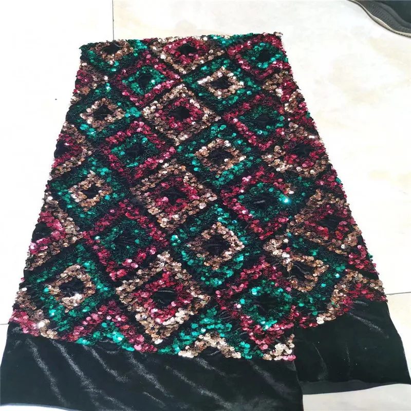 Бархатная кружевная ткань с блестками 2019 высококачественное Африканское