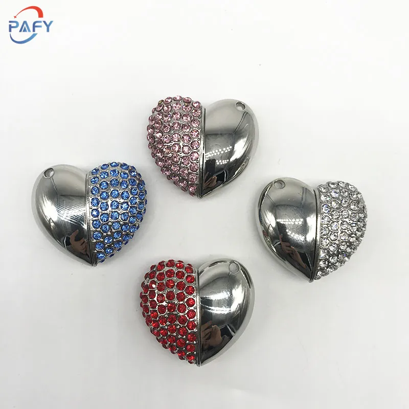

New Pendrive 128GB Crystal Pen Drive Love Heart Usb Flash Drive 32GB Memory Usb 2.0 Metal Love Gift Usb Stick 4GB 8GB 16GB 64GB
