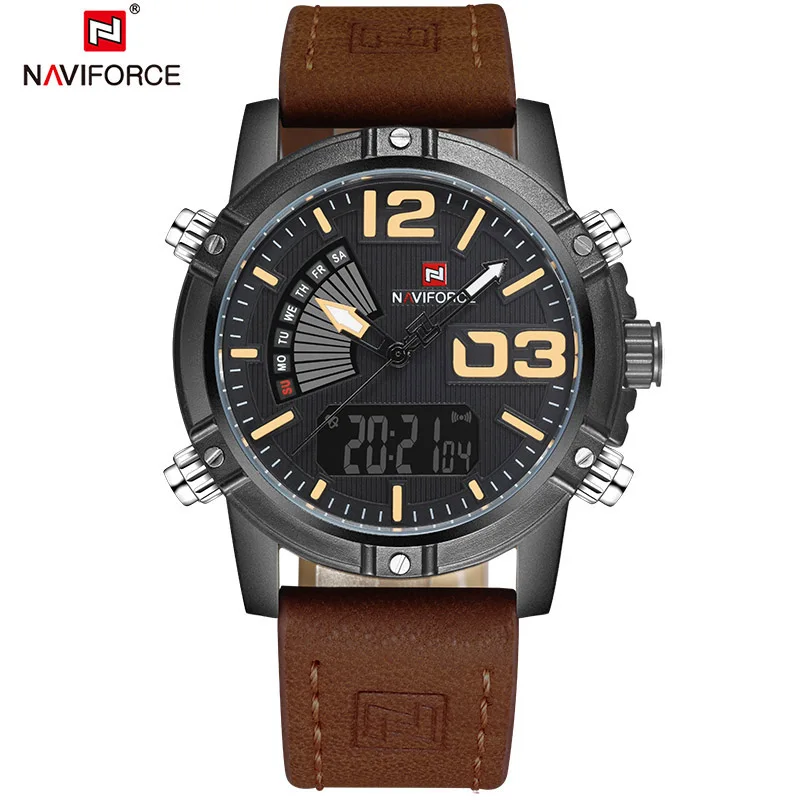 

2019 Men's Fashion Sport Watches Men Quartz Analog Date Clock Man Leather Military Waterproof Watch Relogio Masculino