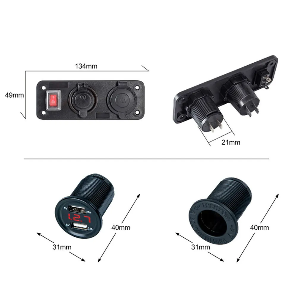 Двойное зарядное устройство USB 4.2A вольтметр 12 В гнездо прикуривателя вкл. ВЫКЛ.