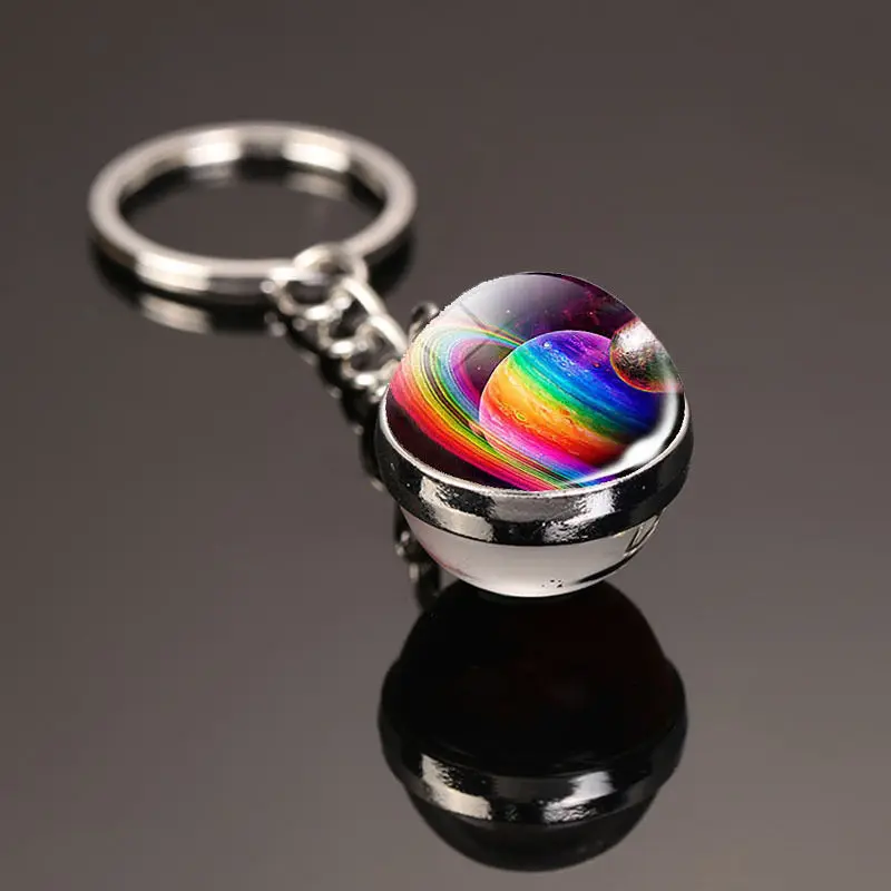 

Keychain Universe Planet Keychain Double-sided Glass Ball Keychain Boy Girl Backpack Pendant Accessories Jewelry