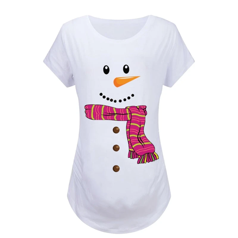 Блузка для беременных рождественские топы Одежда женщин снеговик с буквенным