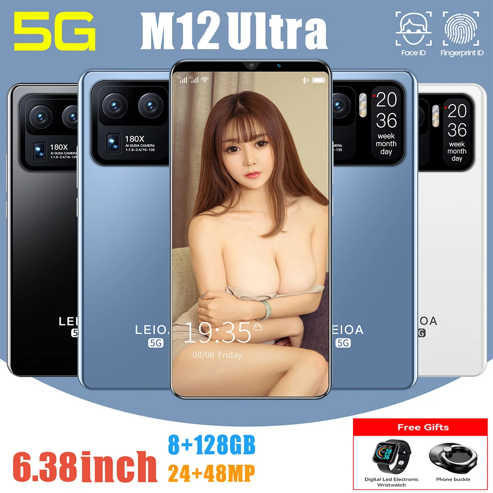 Uitra Smartphone M12 versión Global, 16GB + 512GB, 5000mAh, pantalla de 6,38hd, 1440x3200, 5G, Android 10,0 (0)