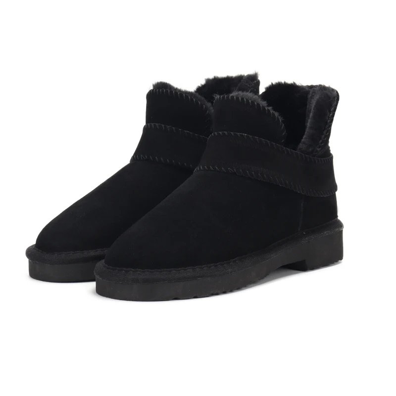 

2021 Luxury Designer Winter Shoes Women Brand Snow Boots Low Shoes Men Shoes Girls Boys Fur Leather Black Brown Artificial Wool